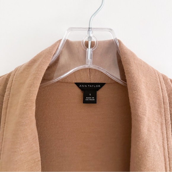 Ann Taylor Open Front Drape Knit Cardigan Duster Camel Tan Color Size Small - Picture 2 of 7